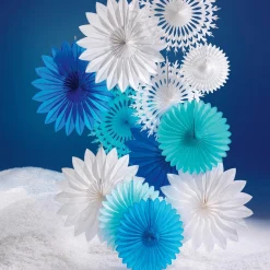 Abanico Decorativo 50cmØ Papel Blanco Copo De Nieve B1