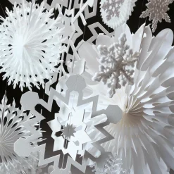 Abanico Decorativo 50cmØ Papel Blanco Copo De Nieve B1