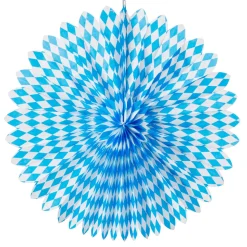 Abanico Decorativo De Papel Roseta 75 Cm Ø Azul Blanco