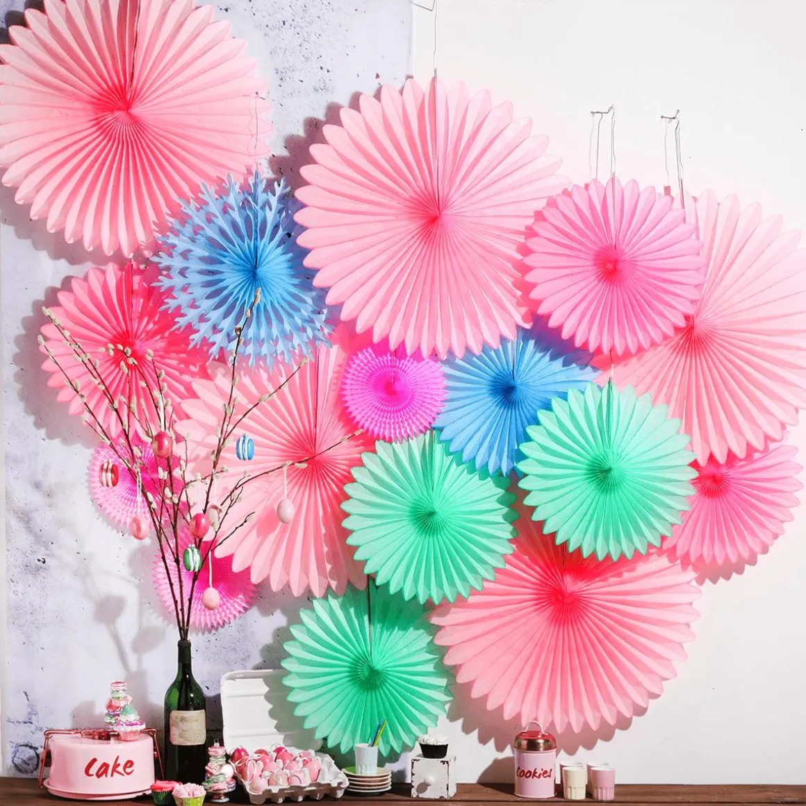 Abanicos Decorativos Fucsia Ø 25 Cm