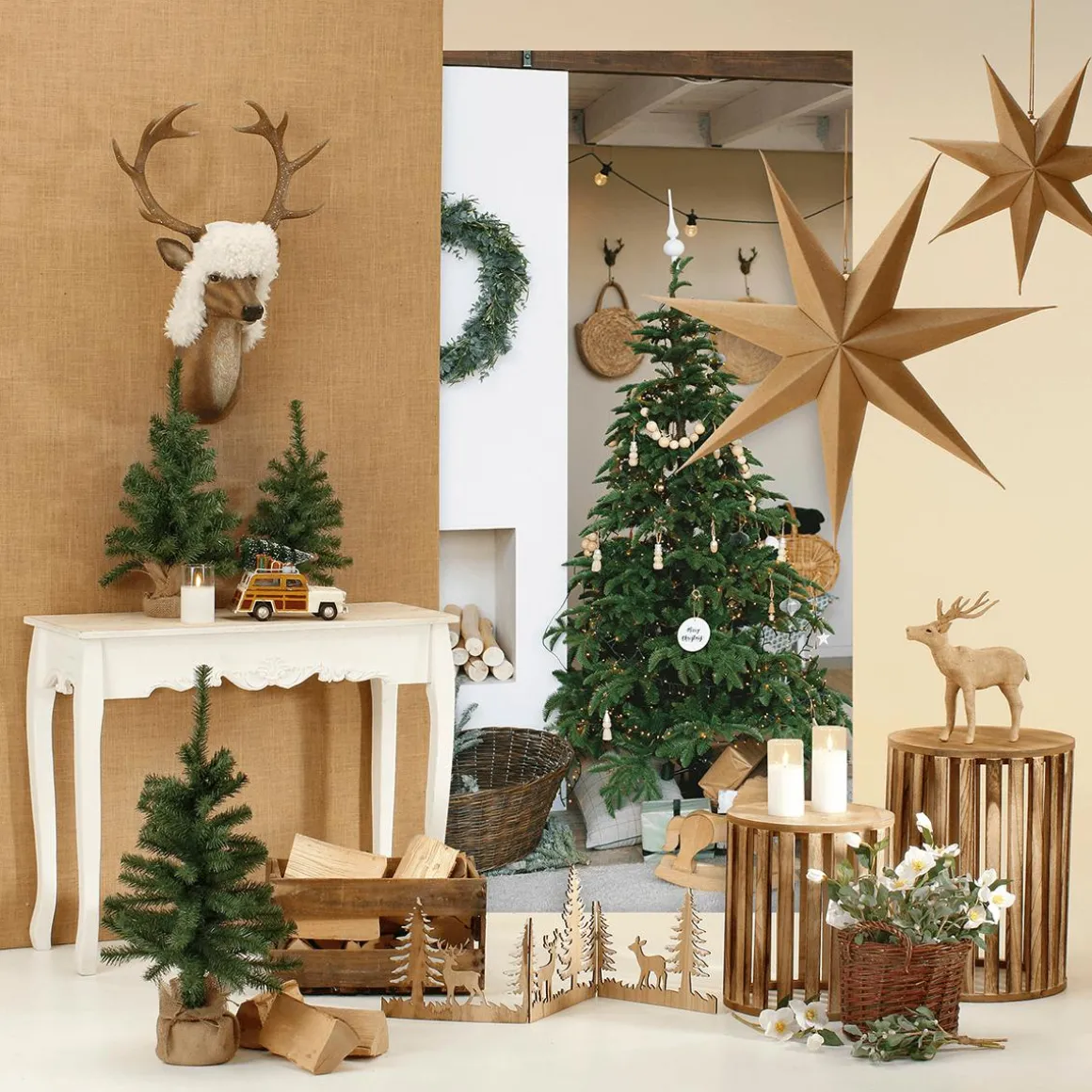 Abeto Decorativo De 45 Cm En Bolsa De Yute