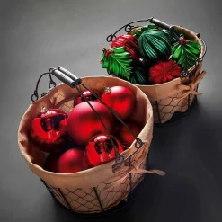 Adorno De Navidad Terciopelo Rojo, 8 Cm, 2 Piezas