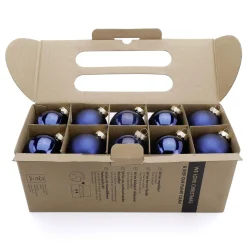 Adornos Navideños De Cristal Con 3 Acabados Diferentes En Azul Oscuro