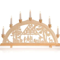 Arco De Vela "Cabaña Del Bosque" 7 Llamas De Madera 58 Cm