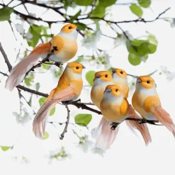 Aves Decorativas, Color Naranja, 10 Cm, 6 Piezas