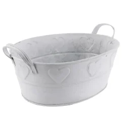 Bañera De Zinc Con Motivo De Corazón Blanco 32 Cm