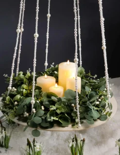 Bandeja Colgante Con Cadenas De Perlas, Ø 60 Cm, Longitud 170 Cm
