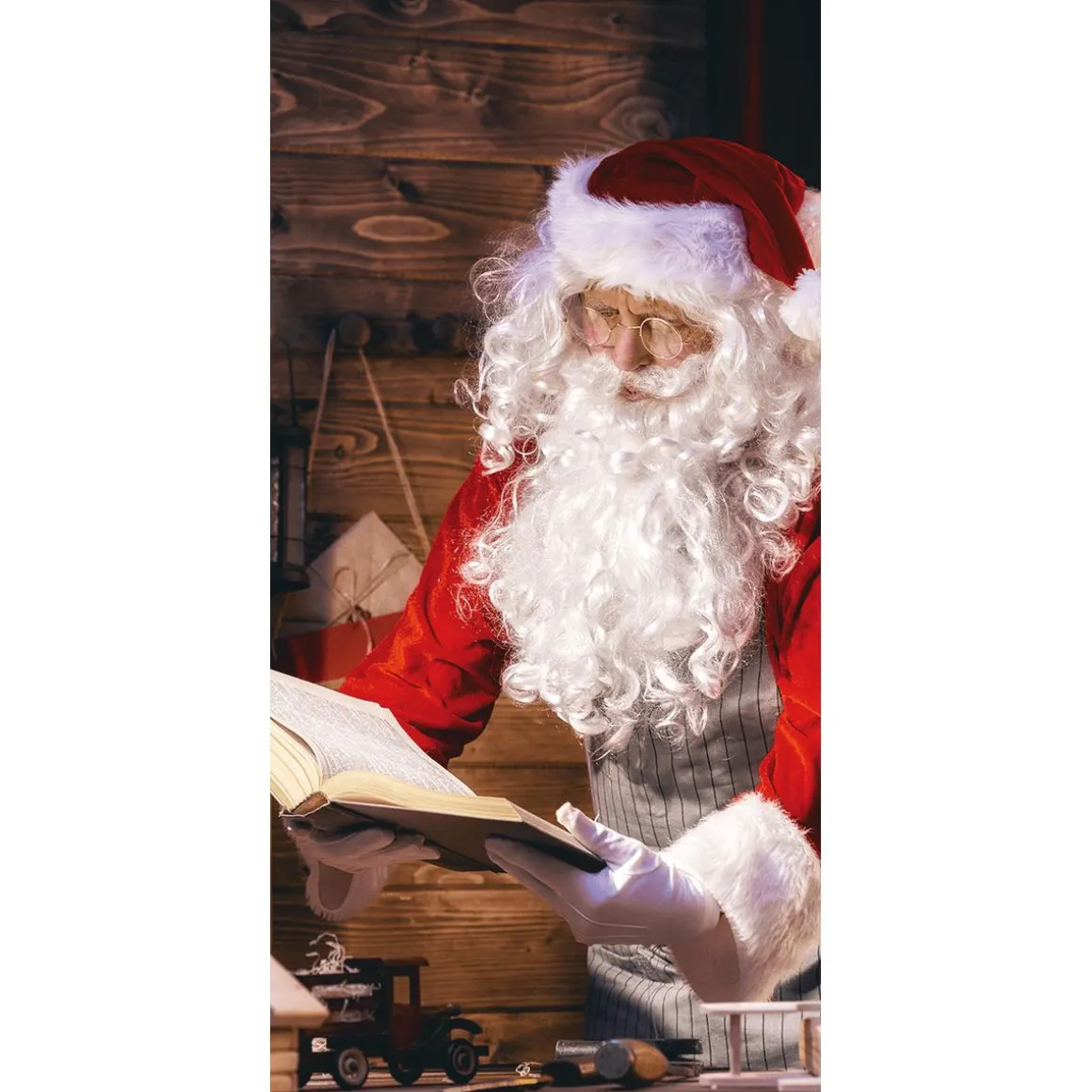 Bandera De Tela Ignífuga "Papá Noel Con El Libro" 100 X 200 Cm