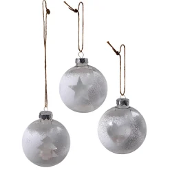 Bola De Navidad De Vidrio 6 Cm, Blanca, 10 Piezas