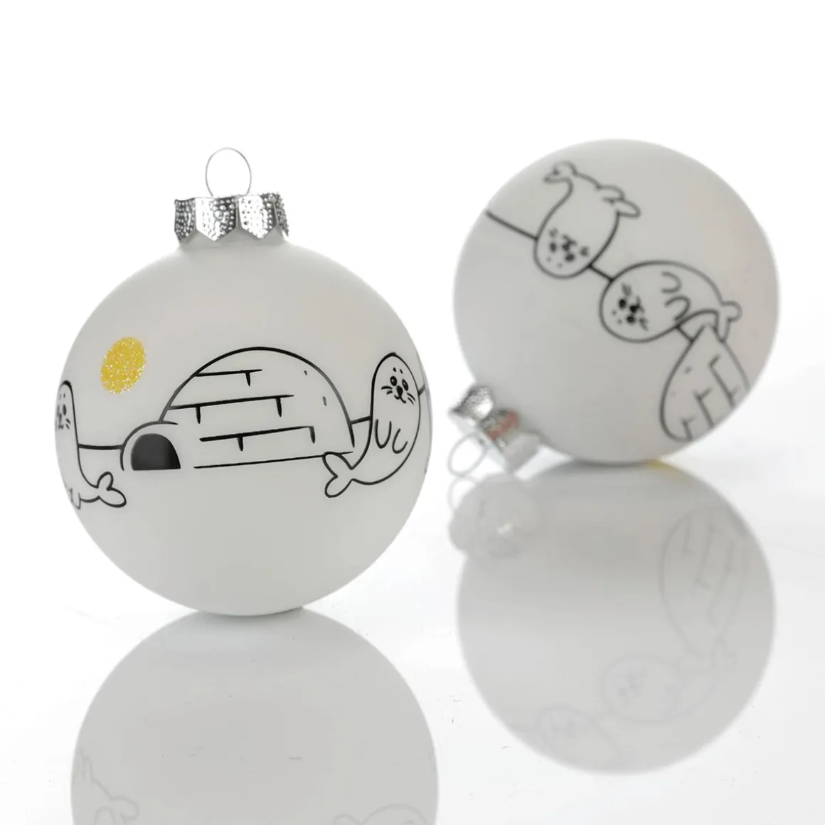 Bola De Navidad De Vidrio "Ártico" 8 Cm, 12 Piezas