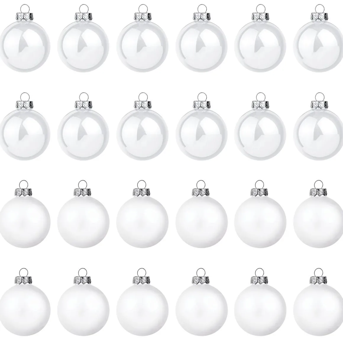 Bolas De Navidad De Cristal Blanco 6 Cm Ø - 24 Piezas