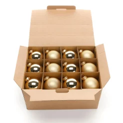 Bolas De Navidad De Cristal Dorado 6 Cm Ø - 24 Piezas