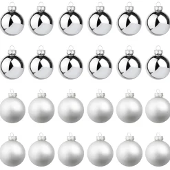 Bolas De Navidad De Cristal Plateado 6 Cm Ø - 24 Piezas