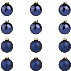 Bolas De Navidad De Cristal Azul Noche 8 Cm Ø - 12 Piezas