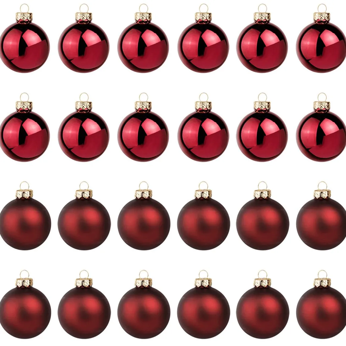 Bolas De Navidad De Vidrio Rojo Oscuro 6 Cm Ø - 24 Piezas