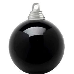 Bolas De Navidad Negras Y Brillantes De Plástico Ignífugo De 6 Cm De Diámetro - 24 Unidades.