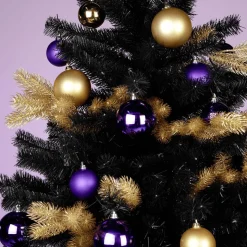 Bolas De Navidad Púrpura, Brillantes, De Plástico Ignífugo, De 6 Cm De Diámetro - 24 Unidades.