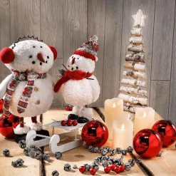 Bolas De Navidad Rojas Y Brillantes De Plástico Ignífugo 6 Cm Ø - 24 Piezas