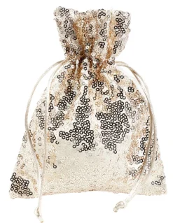 Bolsitas De Organza Lentejuelas 18 Cm, 10 Piezas, Champán