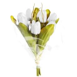 Buqué De Tulipanes Artificiales Blanco, 30 Cm