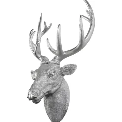 Cabeza De Ciervo Decorativa Para Pared Anchura 45 Cm Plata