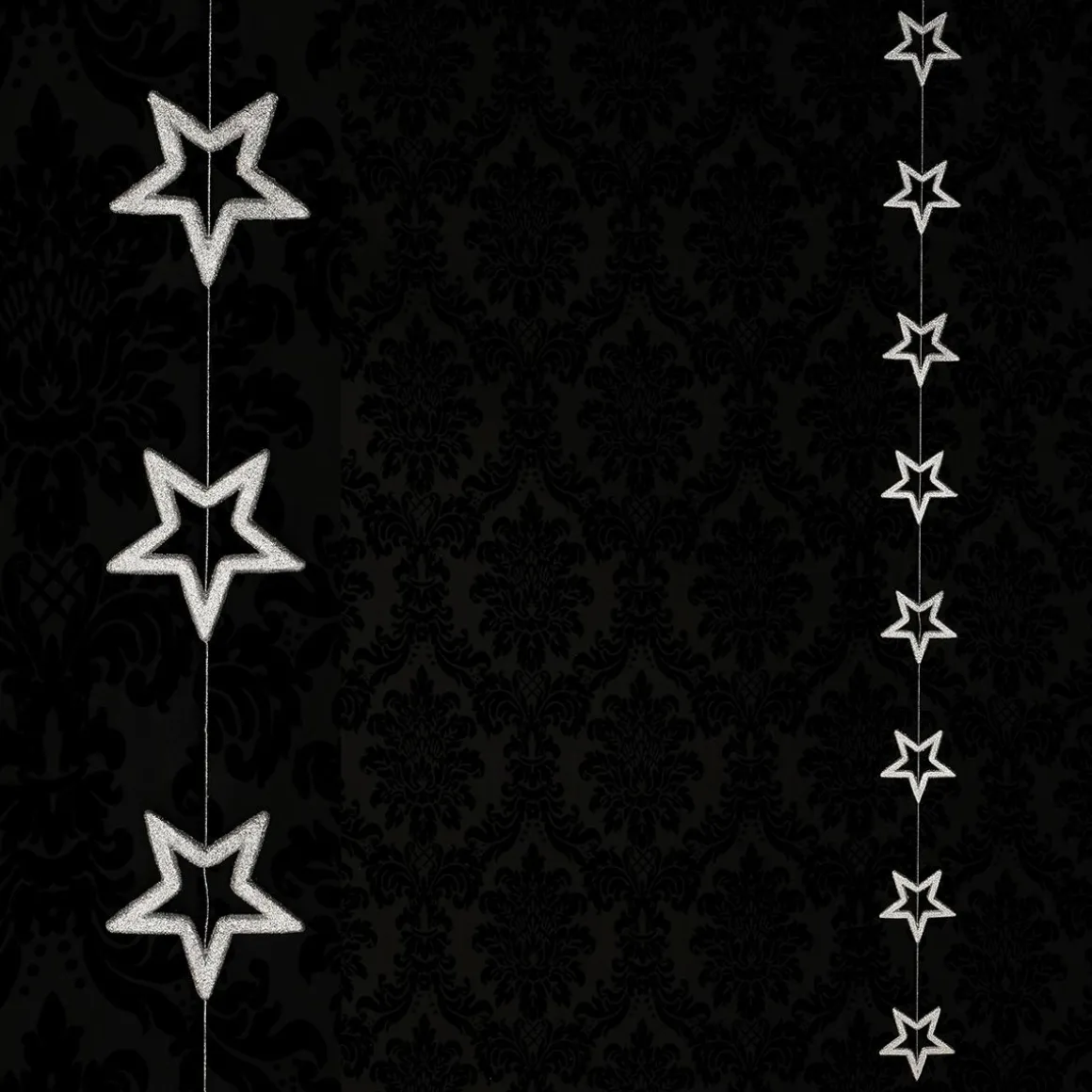 Cadena Decorativa De Estrellas Ø 13 Cm, 200 Cm, Plata