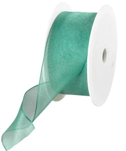 Cinta De Chifón Con Alambre, Color Verde, Anchura 40 Mm