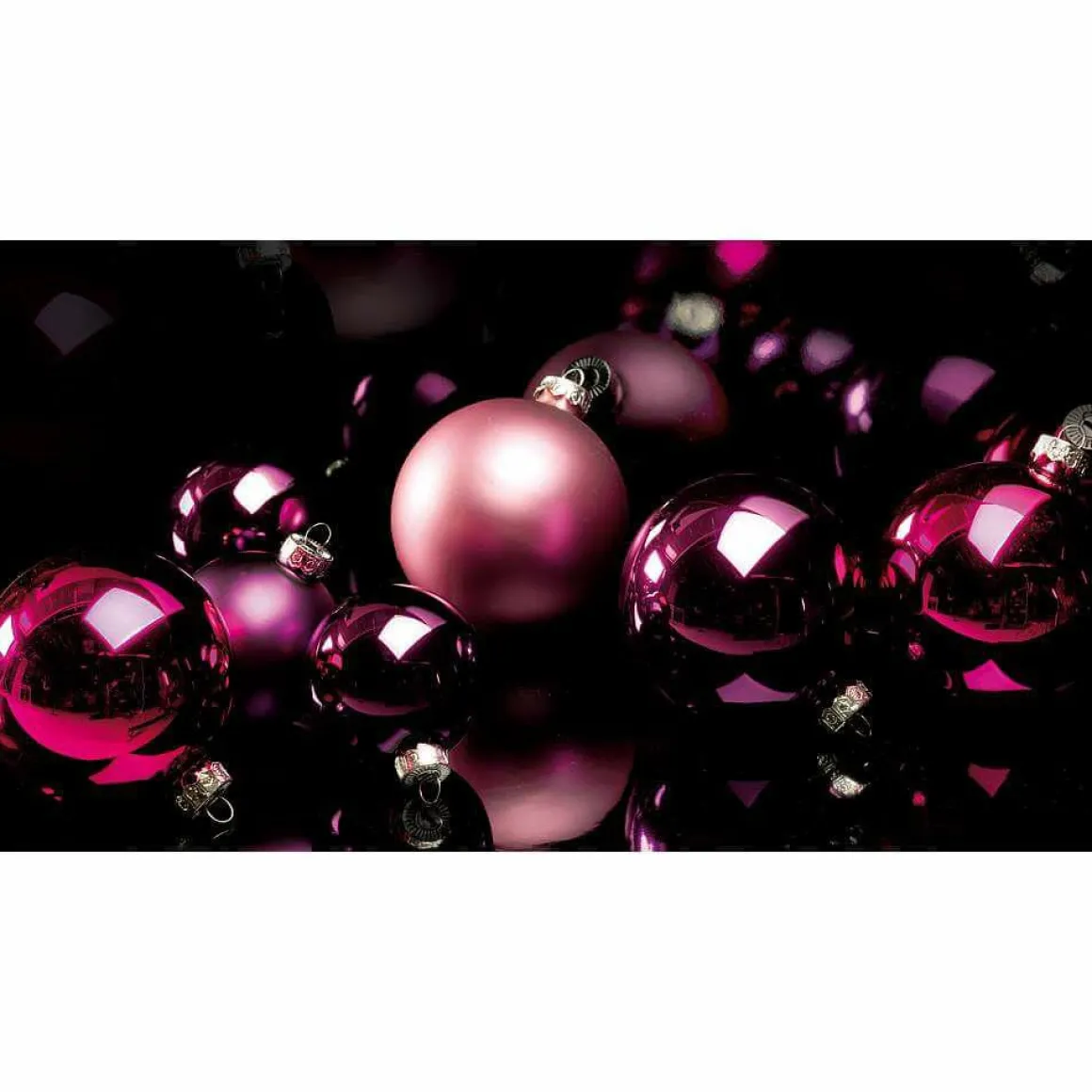 Ciruela, Bolas De Navidad Brillantes De Plástico Ignífugo, 6 Cm Ø - 24 Uds.