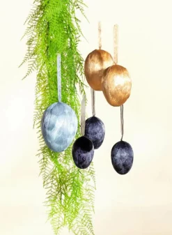 Colgante Decorativo Huevo Con Plumas Negro, Longitud 8 Cm, 3 Piezas