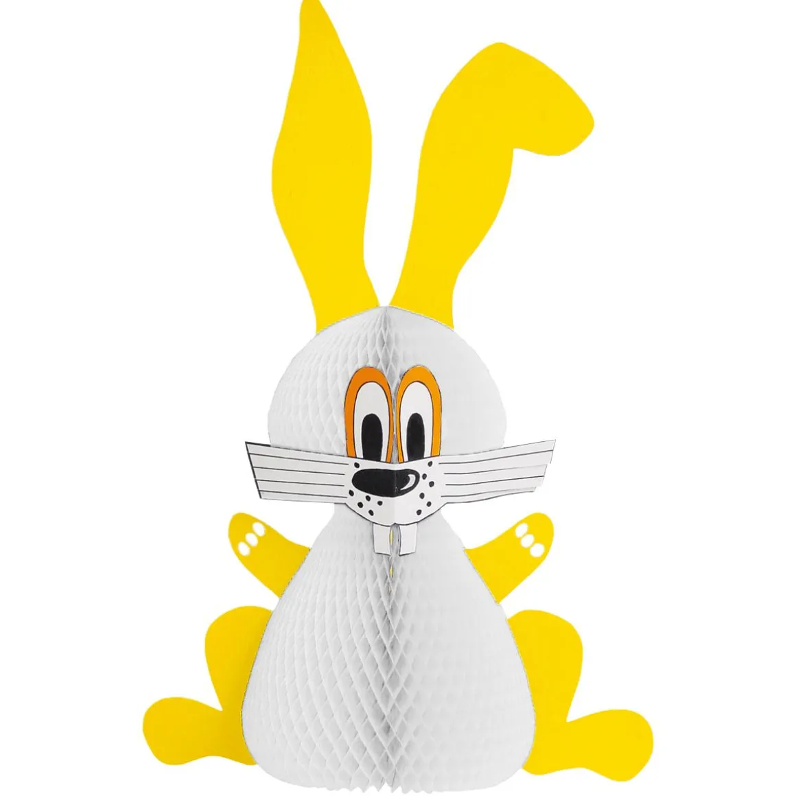 Conejo De Pascua De Papel De Panal Amarillo Y Blanco