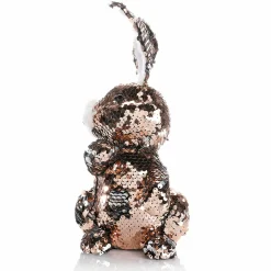 Conejo De Pascua Decorativo Con Lentejuelas Reversibles Cobre Y Plata, 21 Cm