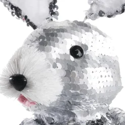 Conejo De Pascua Decorativo Con Lentejuelas Reversibles Plata, 35 Cm