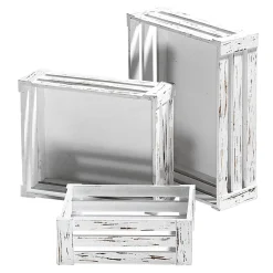 Conjunto De Cajas De Madera, Color Blanco