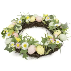 Corona Artificial De Huevos De Pascua En Colores Pastel 32 Cm Ø
