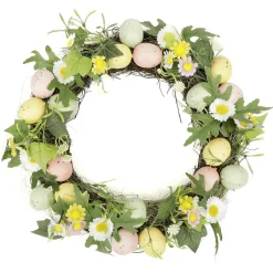 Corona Artificial De Huevos De Pascua En Colores Pastel 32 Cm Ø