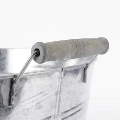 Cubeta De Zinc Con Asas De Madera 35 Cm