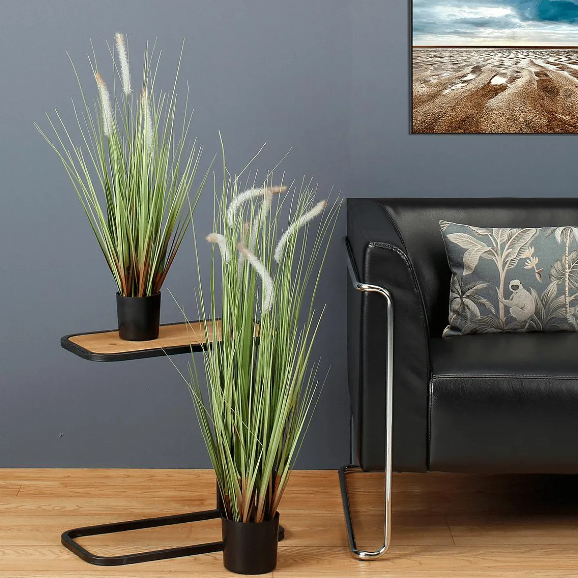 Deco Lampbush Grass En Maceta Negra 90 Cm