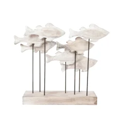 Escultura Deco Marítima Pez De Madera 28 Cm