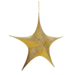 Estrella Dorada Plegable Deco Con Cremallera, 40 Cm
