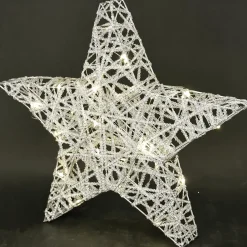 Estrella LED A Pilas Con Temporizador, Plateada