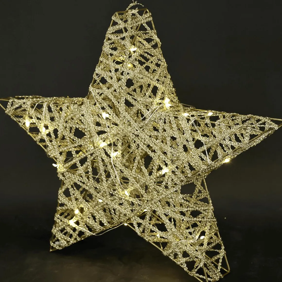 Estrella LED A Pilas Con Temporizador, Dorada