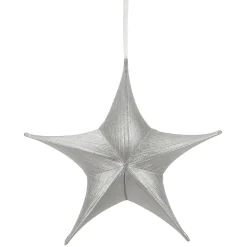 Estrella Plegable De Tela Decorativa En Plata Metalizada Con Cremallera