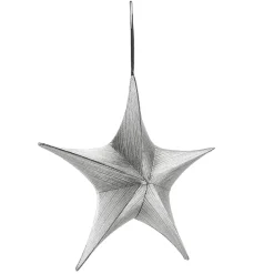 Estrella Plegable De Tela Deco Negro-plata Con Cremallera, 40 Cm