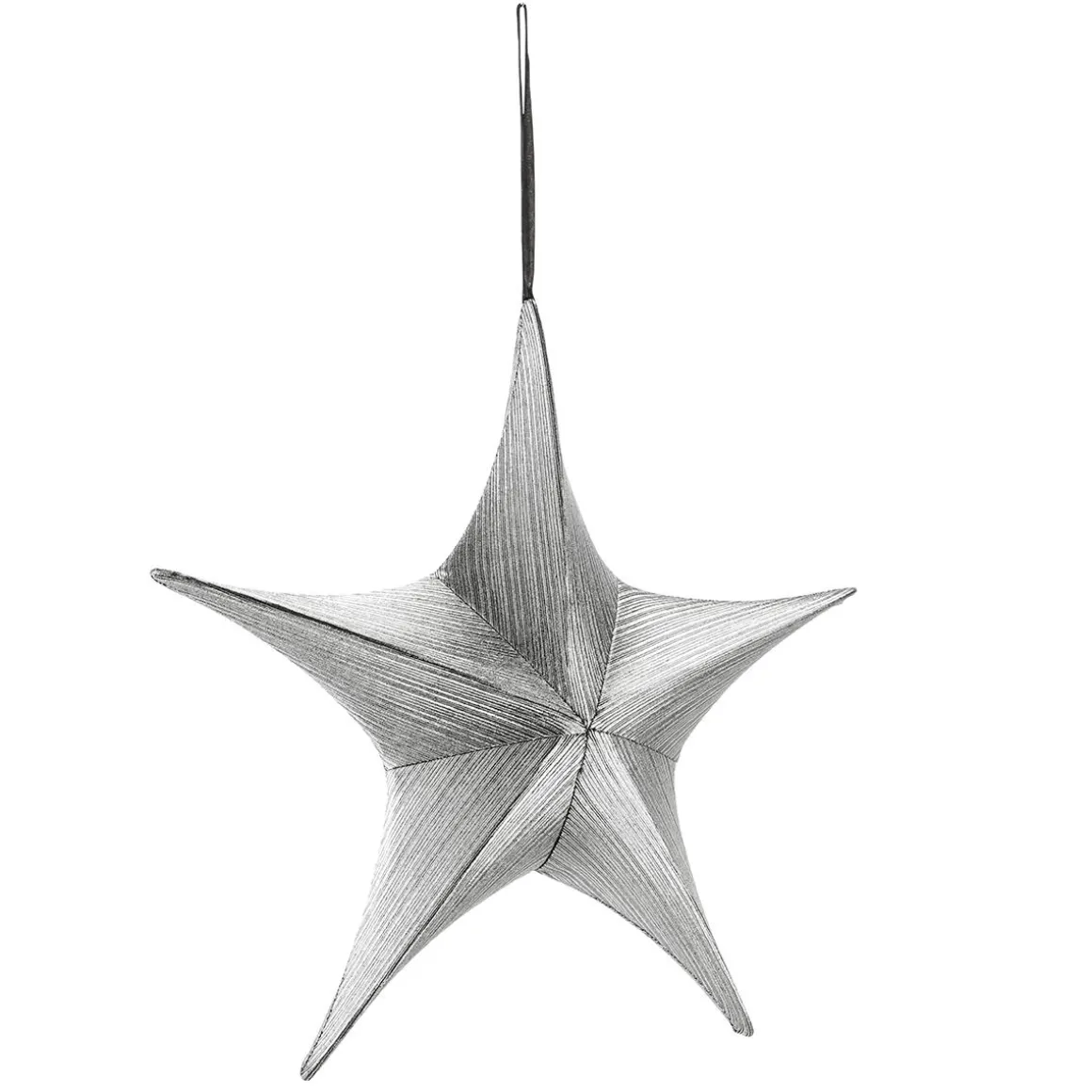 Estrella Plegable De Tela Deco Negro-plata Con Cremallera, 40 Cm