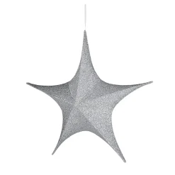 Estrella Plegable Deco Plateada Con Cremallera, 40 Cm