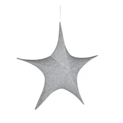 Estrella Plegable Deco Plateada Con Cremallera, 40 Cm