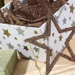 Estrellas Brillantes Decorativas Nougat, Ø 10 Cm, 10 Piezas