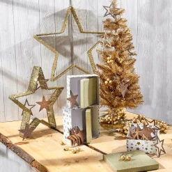 Estrellas Brillantes Decorativas Nougat, Ø 10 Cm, 10 Piezas