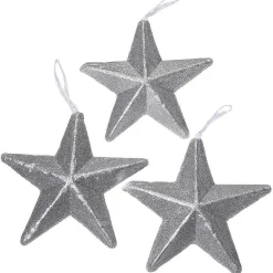 Estrellas Brillantes Decorativas Plata, Ø 20 Cm, 3 Piezas