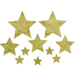 Estrellas 2D, Oro, 10 Pz. Colgador Nailon